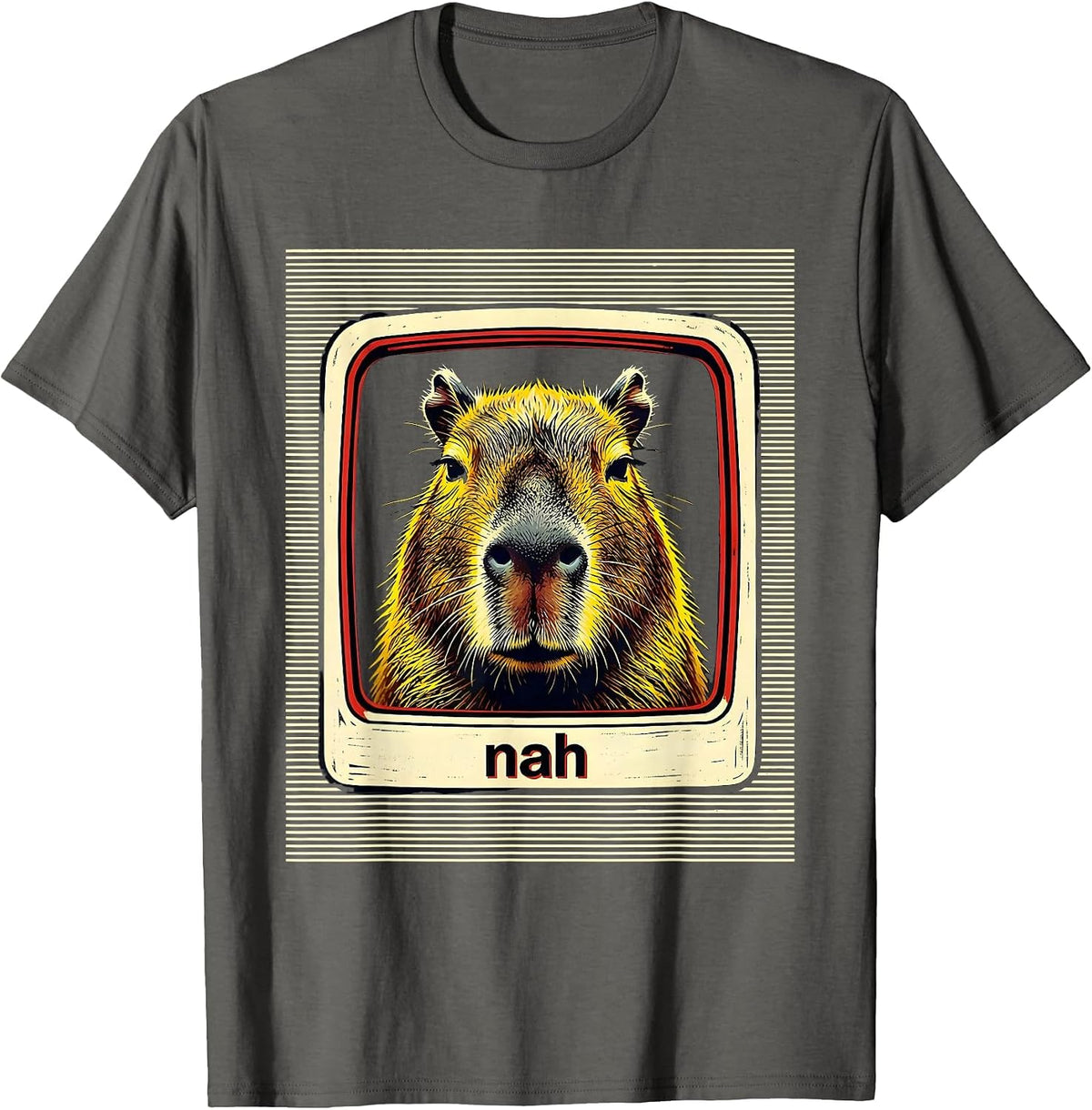 nah Funny Capybara Gamer Meme Humor Video Games T-Shirt - Asphalt Grey