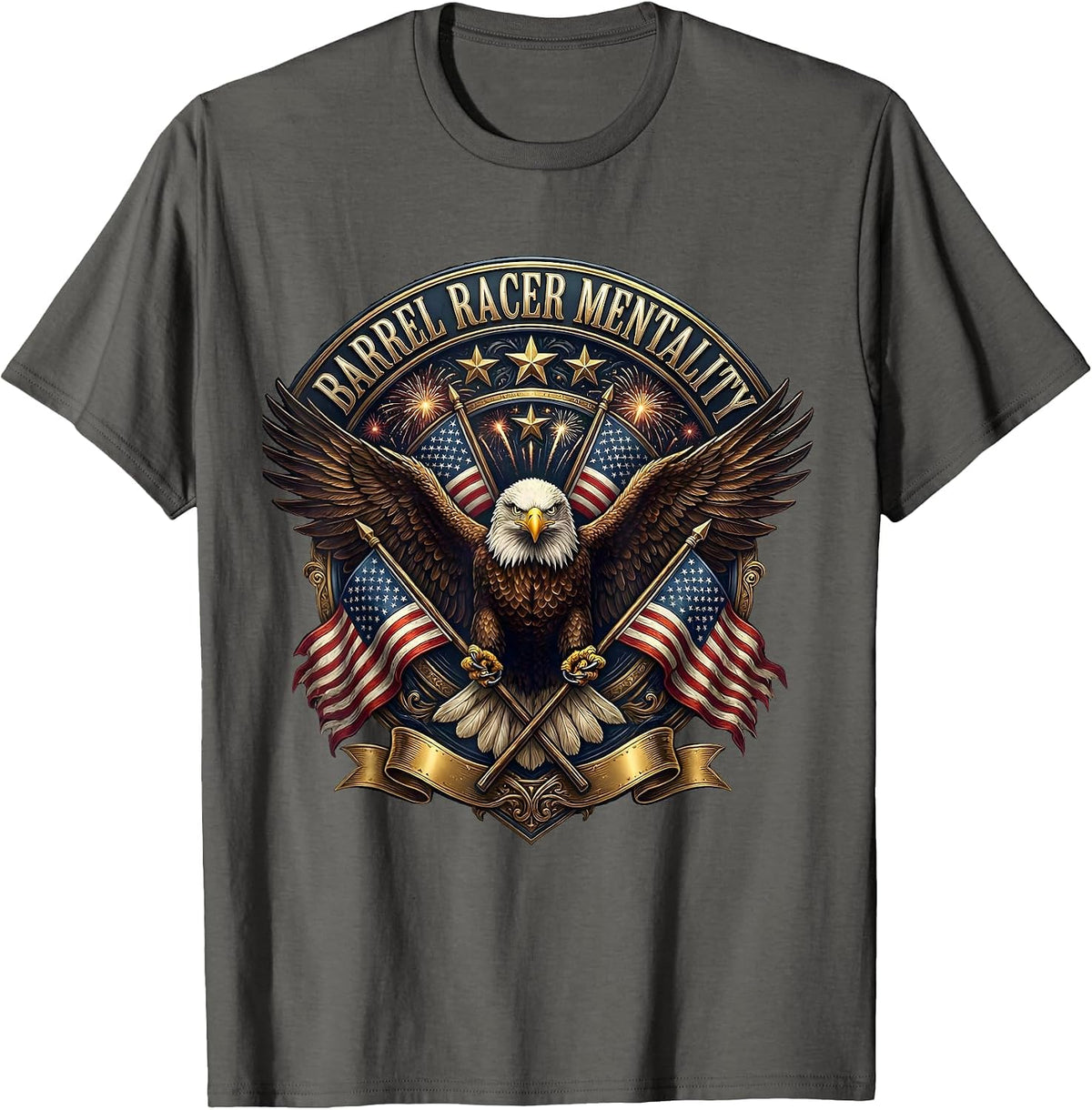 Men's Barrel Racer Mentality Cowboy Design T-Shirt - Asphalt Grey
