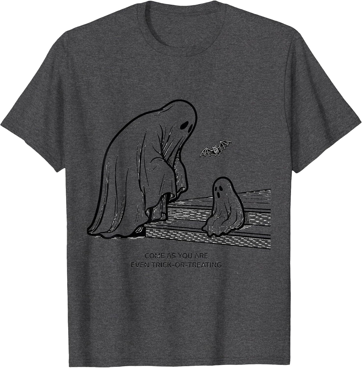 Come As You Are, Even Trick-Or-Treating Mental Health T-Shirt - Dark Heather Grey