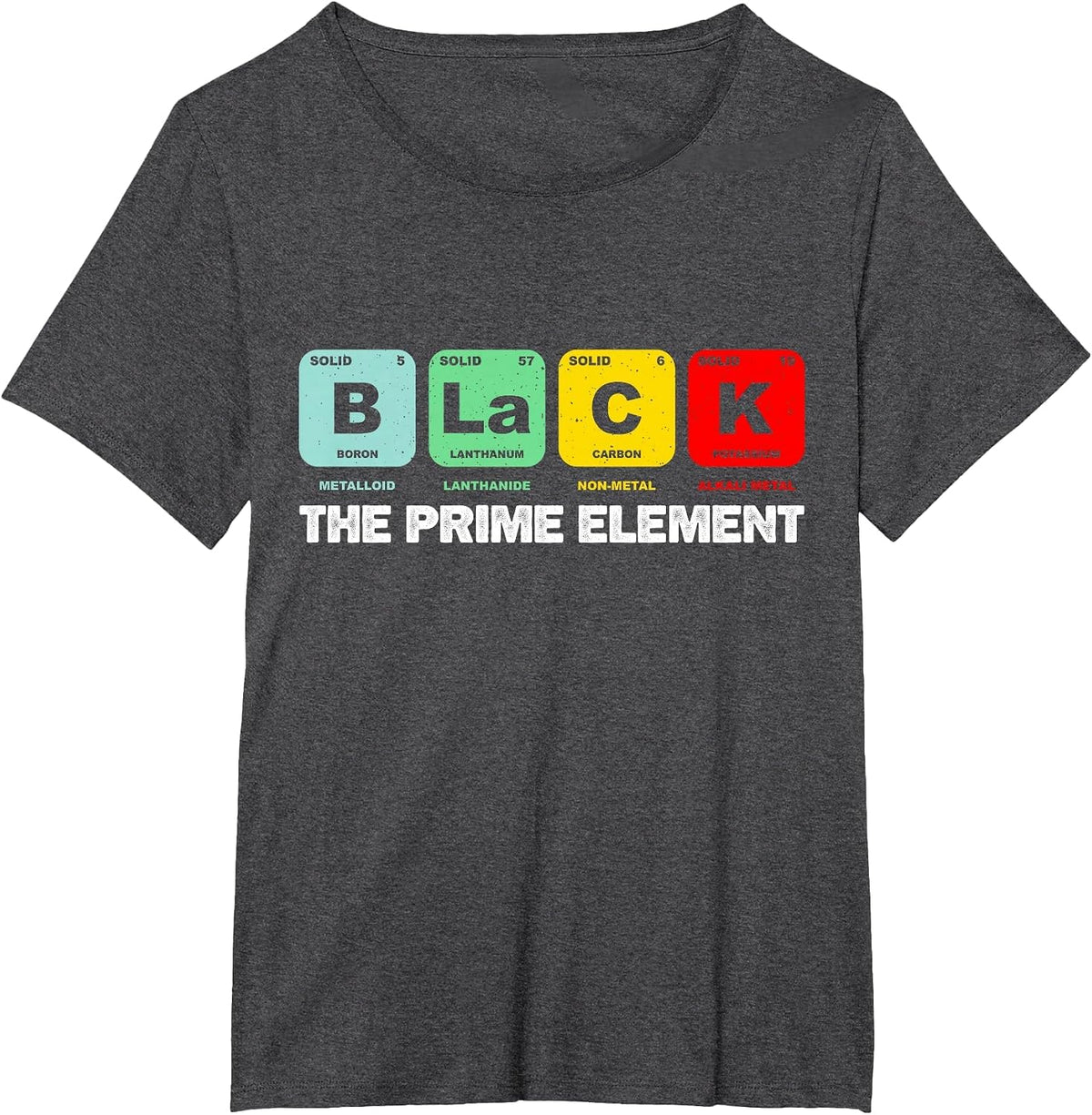 Black the Prime Element, Black History Month Periodic Table T-Shirt - Dark Heather Grey