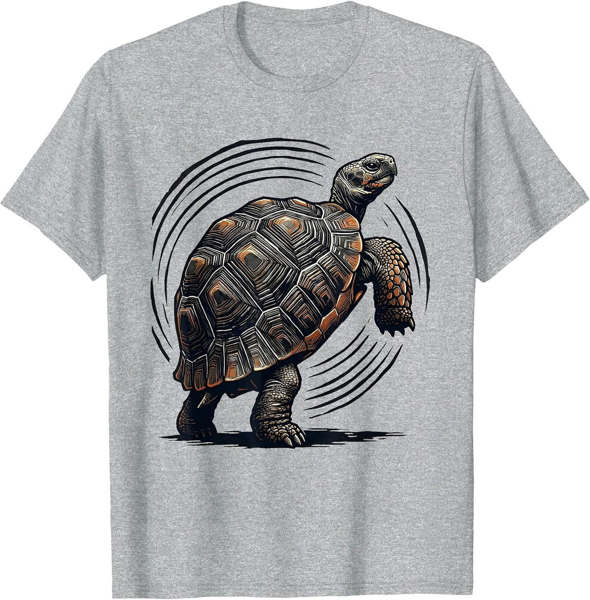 Men's Tortoise Linocut Funny Turtle Lover Gift T-Shirt - Heather Grey
