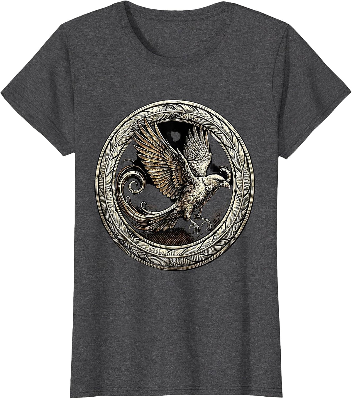 Women's English Teacher Cursive Bird Transformation Art T-Shirt - Dark Heather Grey