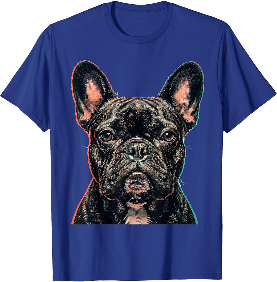 French Bulldog Head Stubborn Sideways Stare Pet Lover T-Shirt - Royal Blue