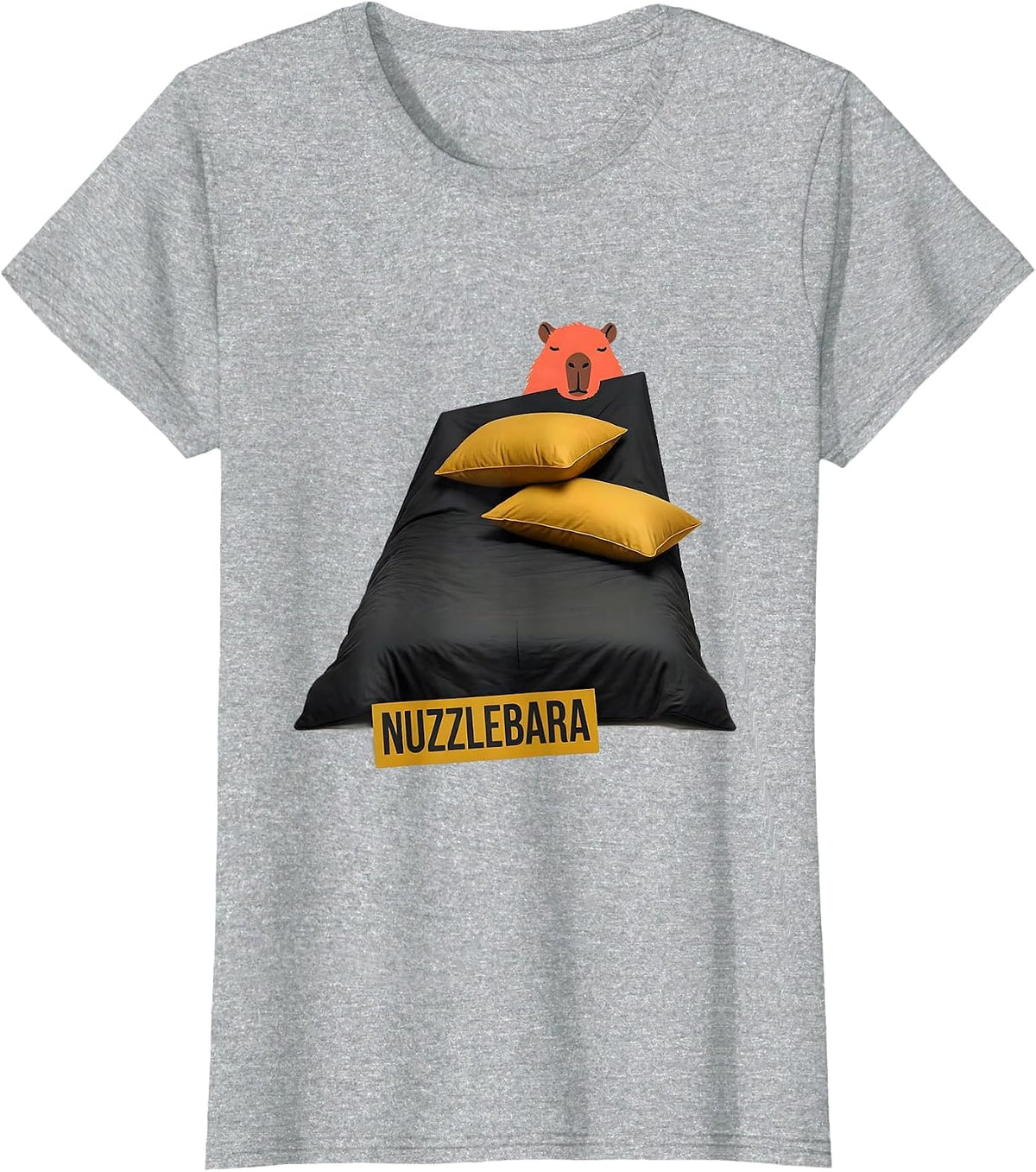 Nuzzlebara Cute Capybara Sleepy Humor Kids Adults Cozy Gift T-Shirt - Heather Grey