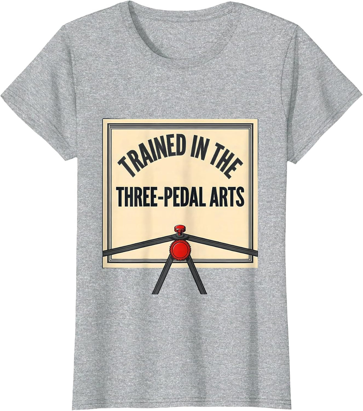 Women's Trained In The Three-Pedal Arts Funny Stick Shift Car Guy T-Shirt - Heather Grey