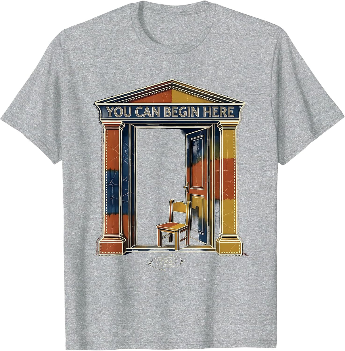 Men's You Can Begin Here Supportive Mental Health Counselor T-Shirt - Heather Grey