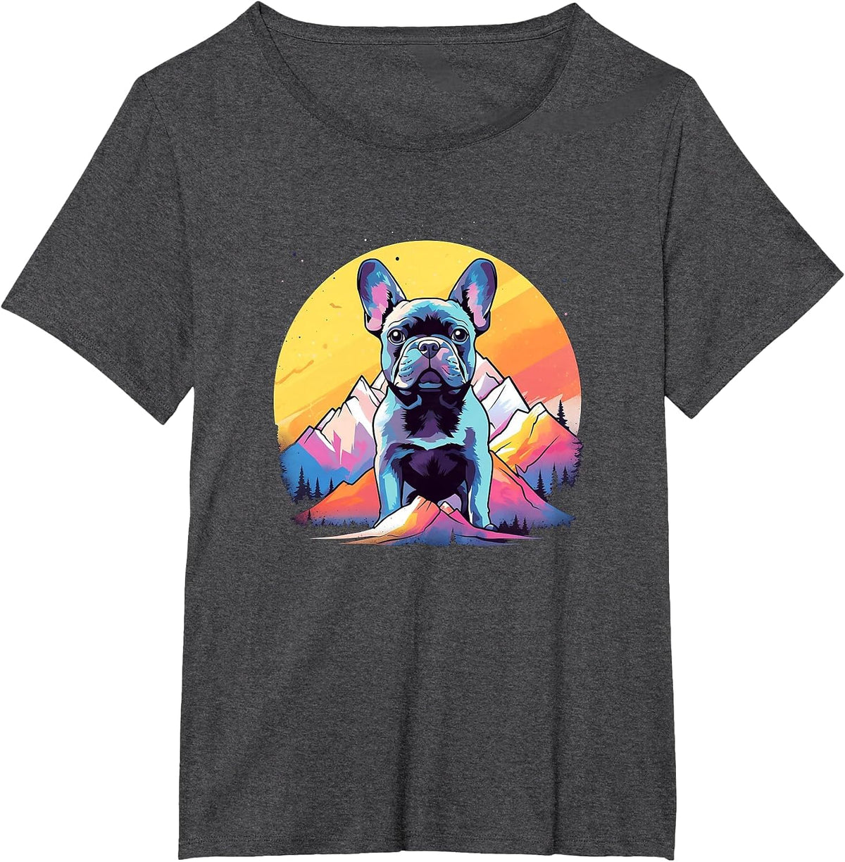 French Bulldog Dog Men Women Kids T-Shirt - Dark Heather Grey