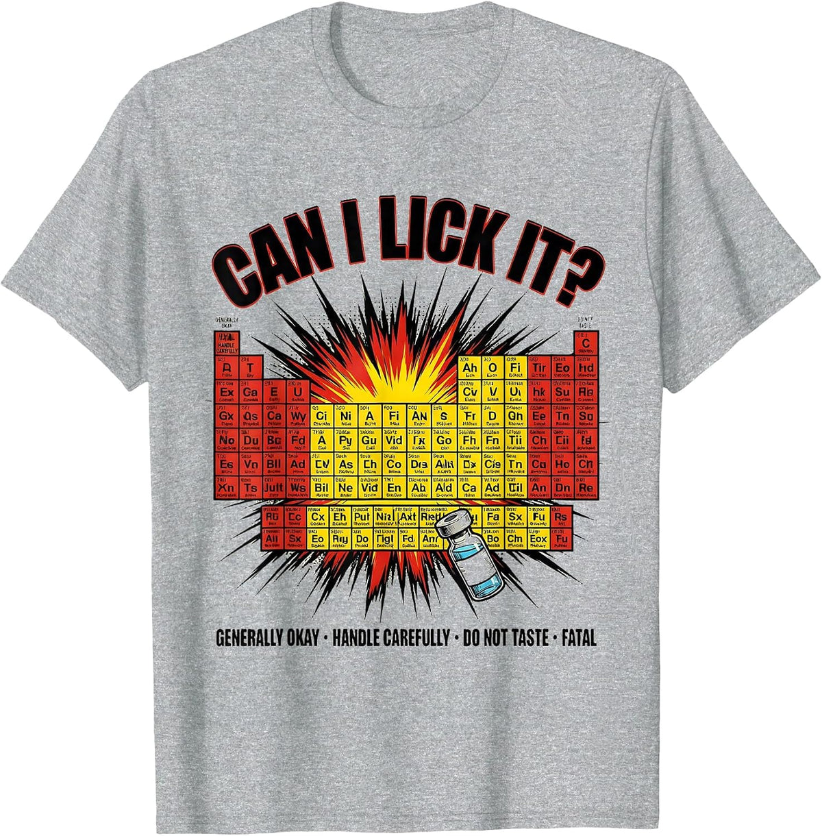 Men's Can I Lick It Funny Periodic Table Science Teacher T-Shirt - Heather Grey