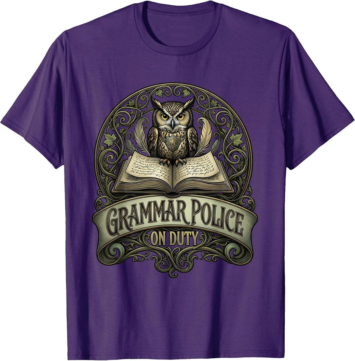 Grammar Police On Duty English Teacher Design T-Shirt - Purple