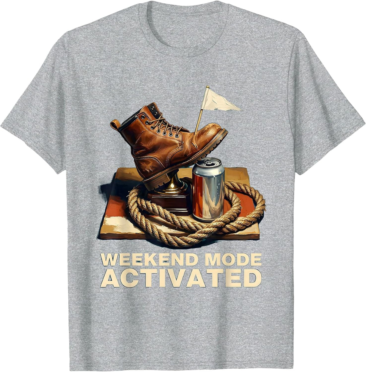 Weekend Mode Activated Labor Day Graphic T-Shirt, Men, Heather Grey, Medium - As Pictured