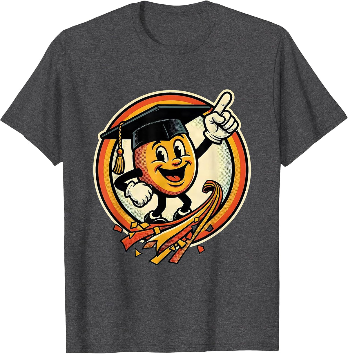 Men's English Teacher Mortar Board Alphabet Letters T-Shirt - Dark Heather Grey