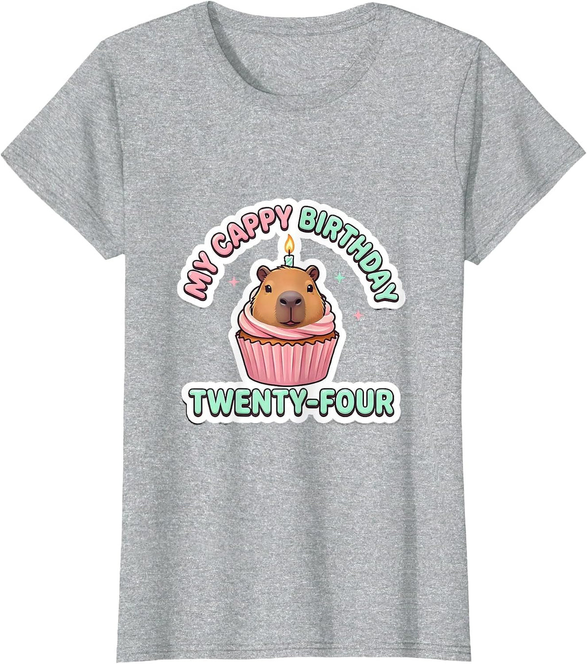My Cappy Birthday Twenty-Four Kawaii Capybara Birthday Gift T-Shirt - Heather Grey