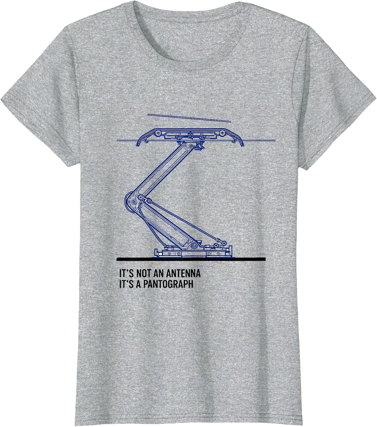 It's Not An Antenna, It's A Pantograph Funny Train T-Shirt - Heather Grey