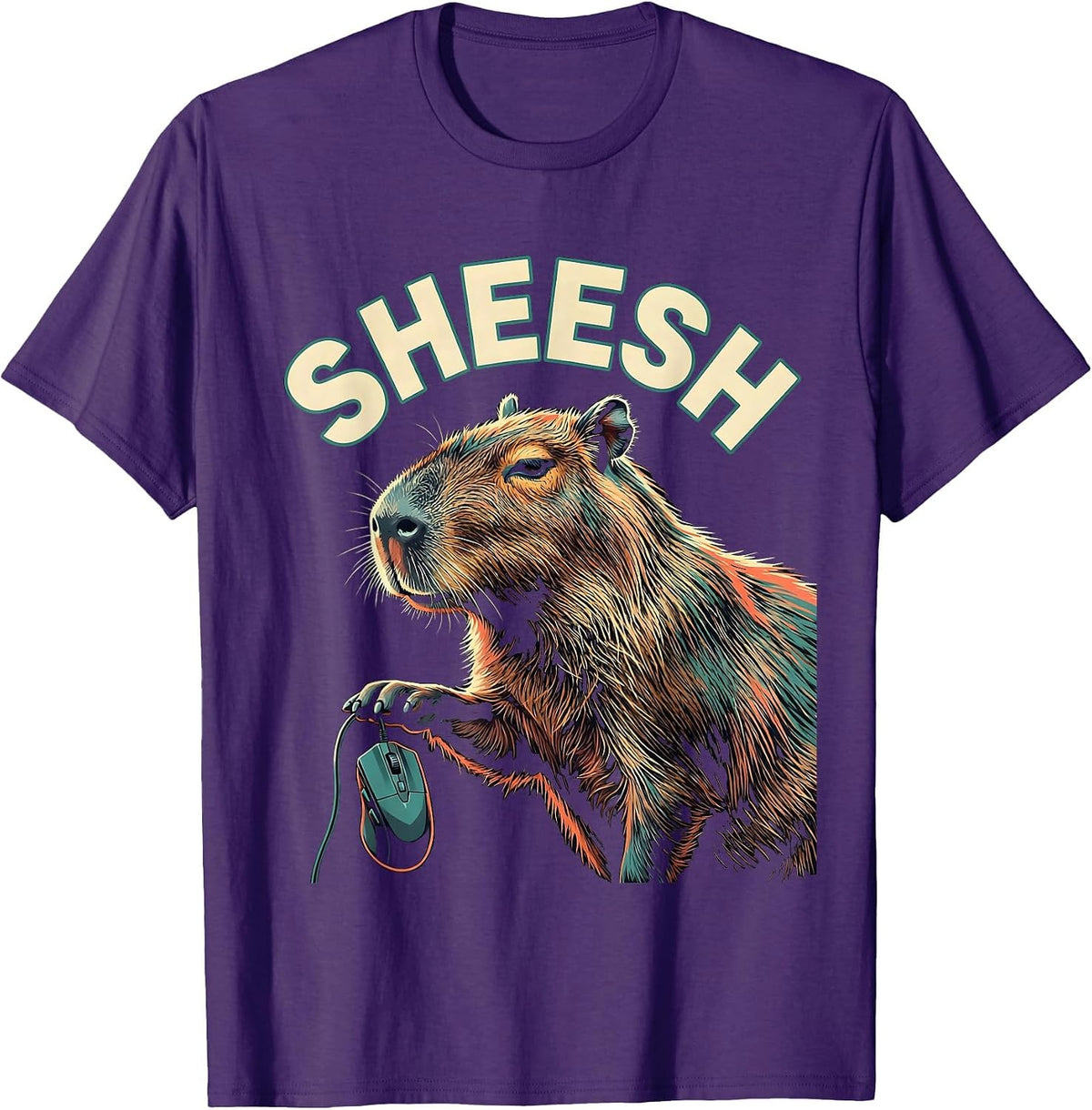 sheesh Funny Capybara Gamer Meme Humor Teen Gift T-Shirt - Purple