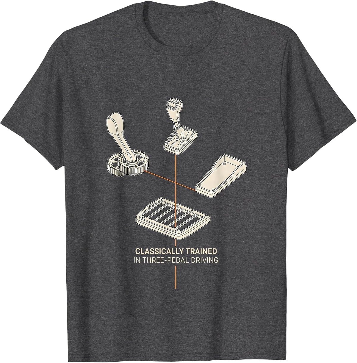 Classically Trained In Three-Pedal Driving Car Guy T-Shirt - Dark Heather Grey