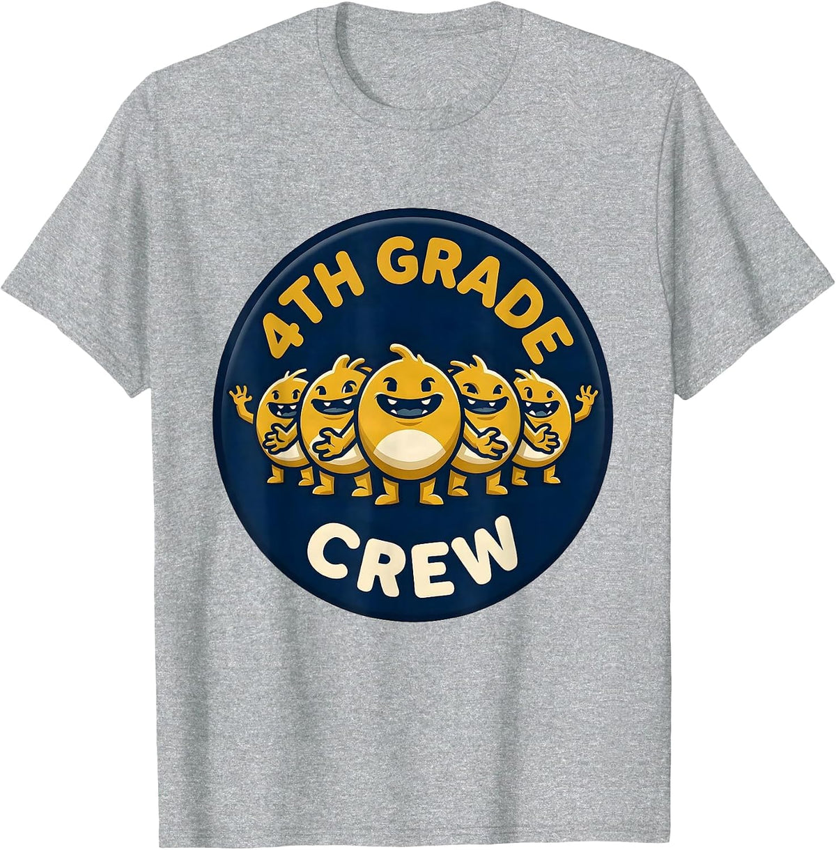 Men's 4th Grade Crew Funny Teacher Back To School Crew T-Shirt - Heather Grey