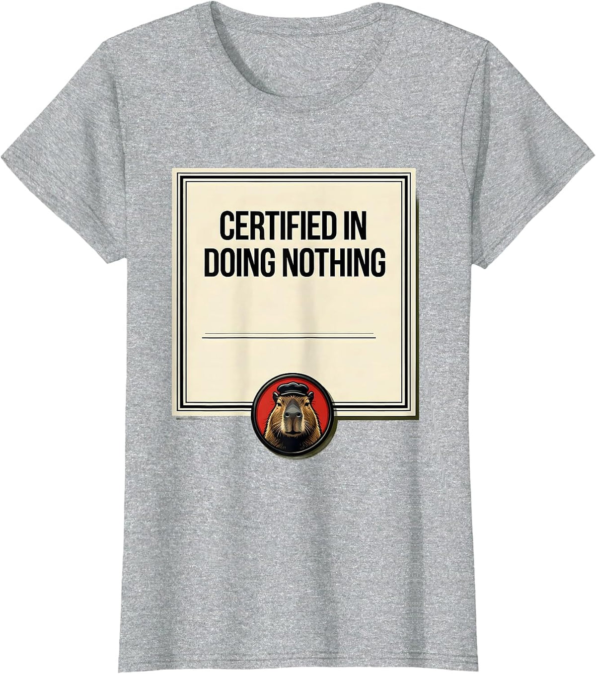 Women's Certified In Doing Nothing Funny Capybara Meme Animal Lover T-Shirt - Heather Grey