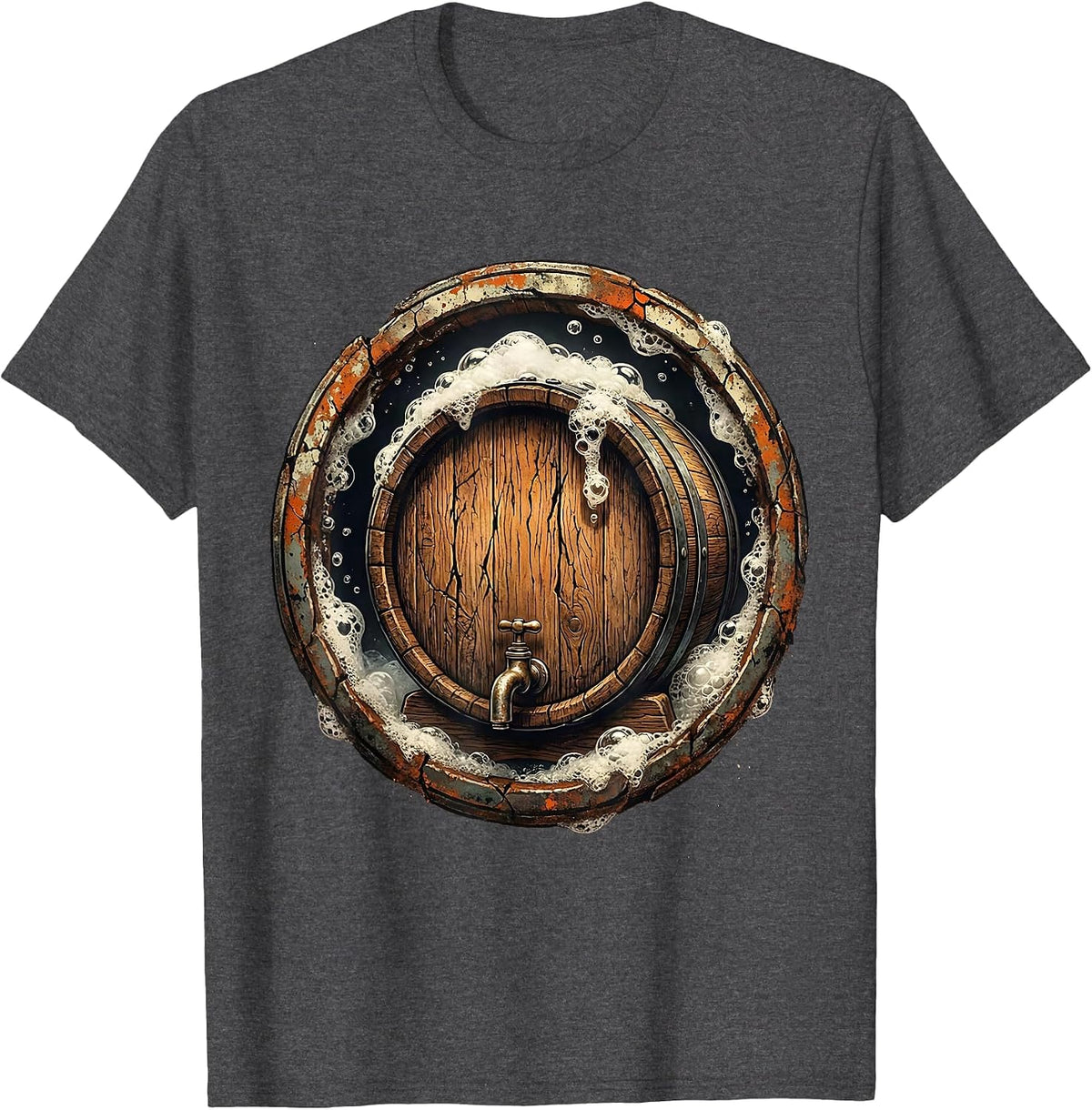 Men's Vintage Barrel Tap Prost Beer Illustration T-Shirt - Dark Heather Grey