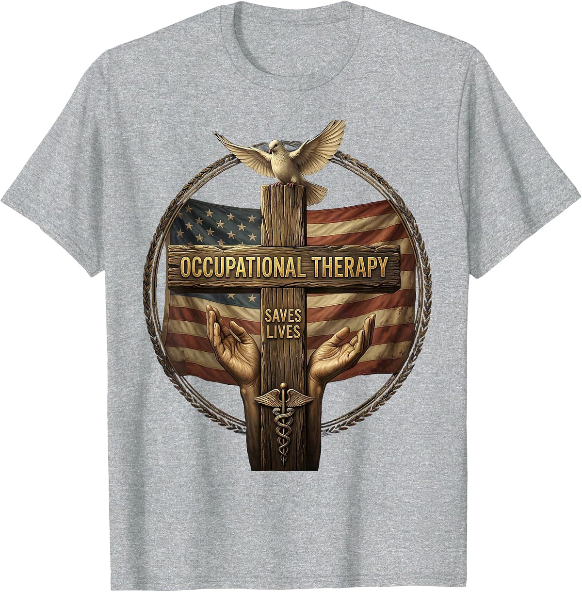 Men's Occupational Therapy Saves Lives Bold Design T-Shirt - Heather Grey