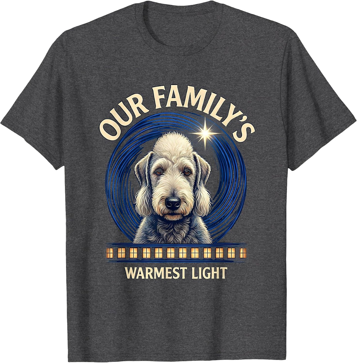 Our Family's Warmest Light Bedlington Terrier Van Gogh Style T-Shirt - Dark Heather Grey