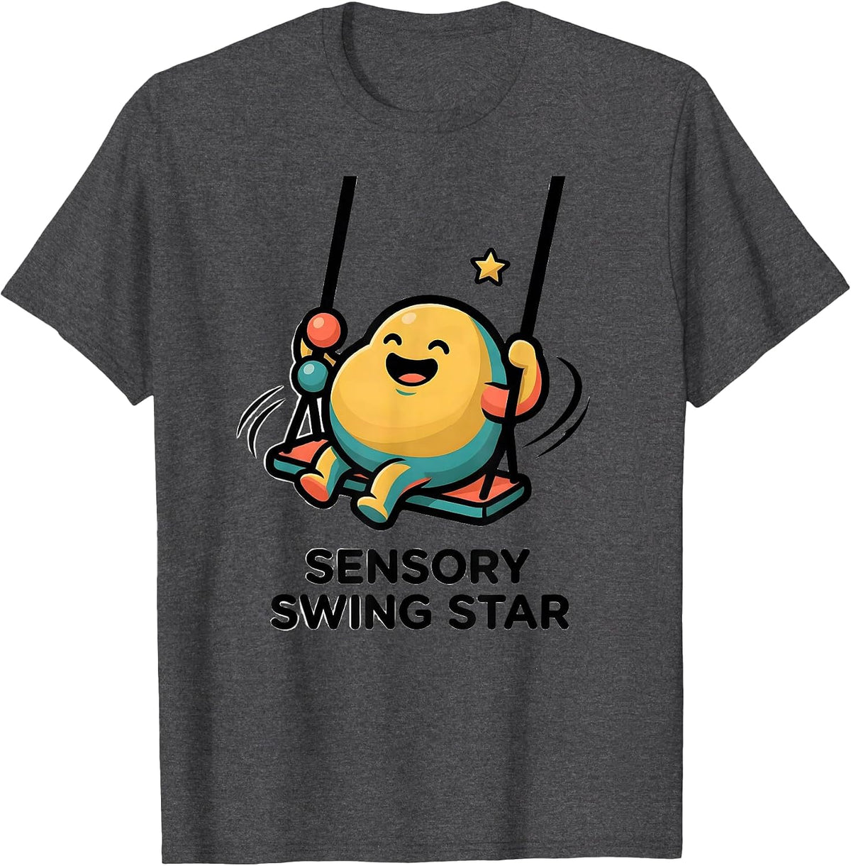 Men's Sensory Swing Star Playful Occupational Therapy OT Gift T-Shirt - Dark Heather Grey