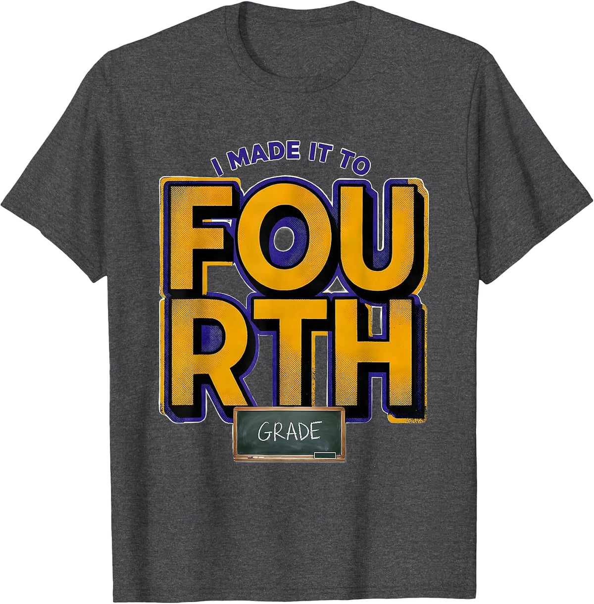 Men's I Made It To Fourth Grade Retro Fourth Grade Vibes Back To T-Shirt - Dark Heather Grey
