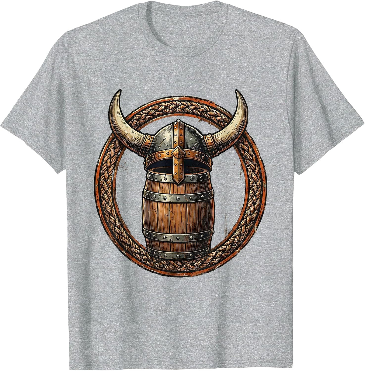 Men's Viking Helmet and Tankard Beer Illustration T-Shirt - Heather Grey