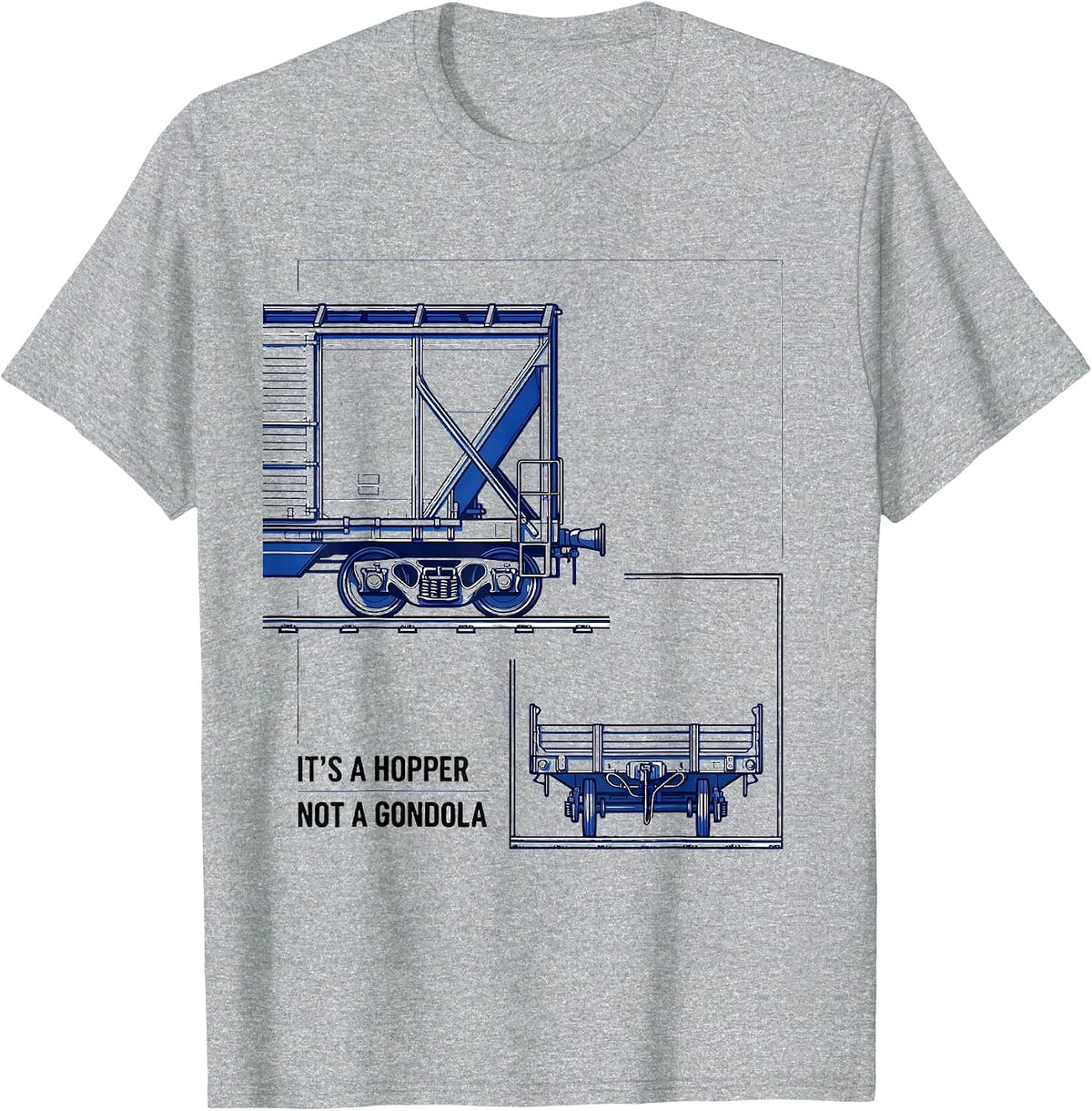 Men's It's A Hopper, Not A Gondola Funny Train Enthusiast Model T-Shirt - Heather Grey