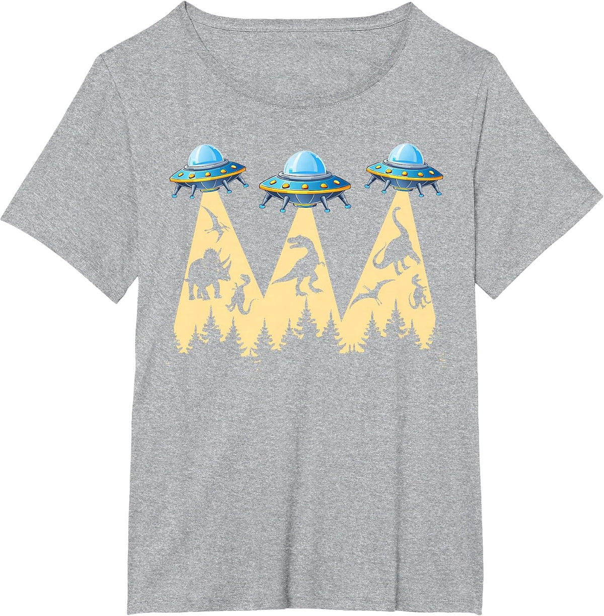 Funny Dinosaurs Alien UFO Abduction Dinosaur Lover T-Shirt - Heather Grey