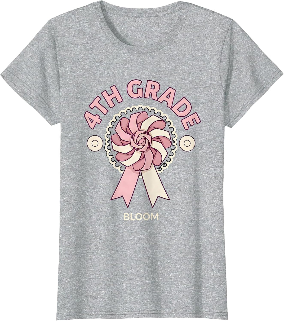4th Grade Bloom Coquette Bow Back to School Fourth Grade T-Shirt - Heather Grey