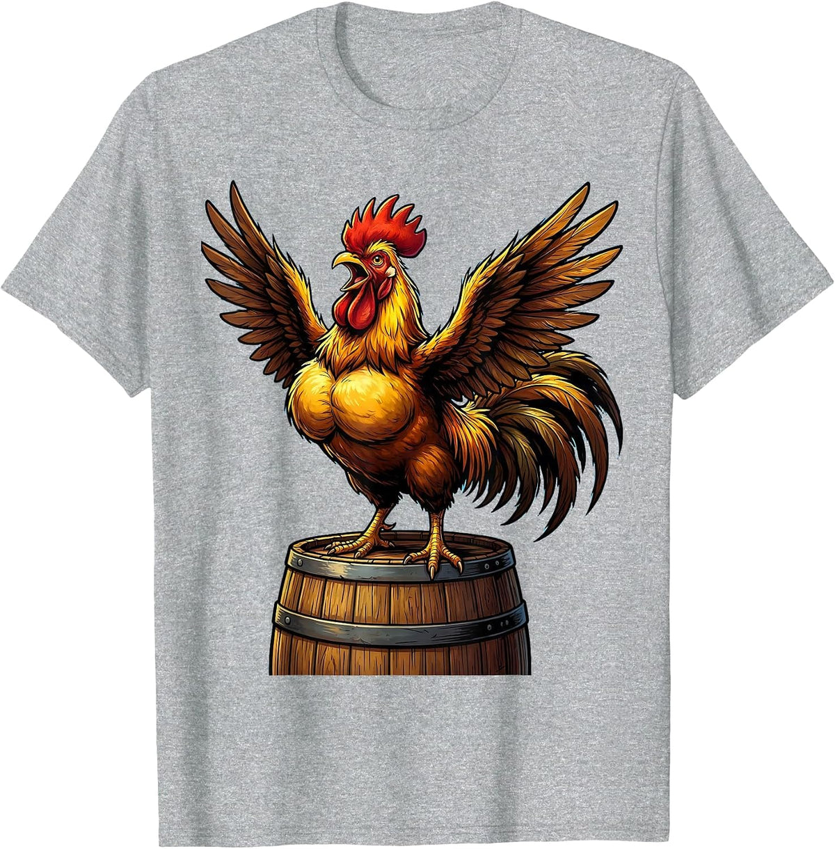 Men's Rooster on a Keg Craft Beer Illustration T-Shirt - Heather Grey