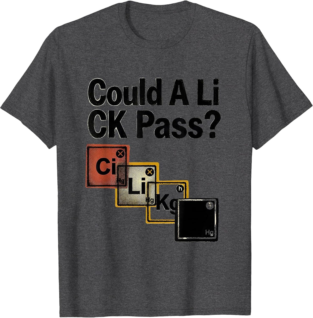 Men's Could A Li C K Pass Funny Periodic Table Science Teacher T-Shirt - Dark Heather Grey