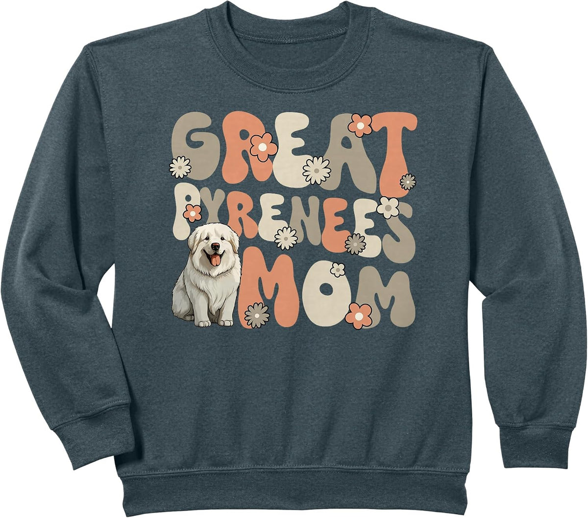 Great Pyrenees Dog Groovy World's Best Great Pyrenees Mom Sweatshirt - Dark Heather Grey