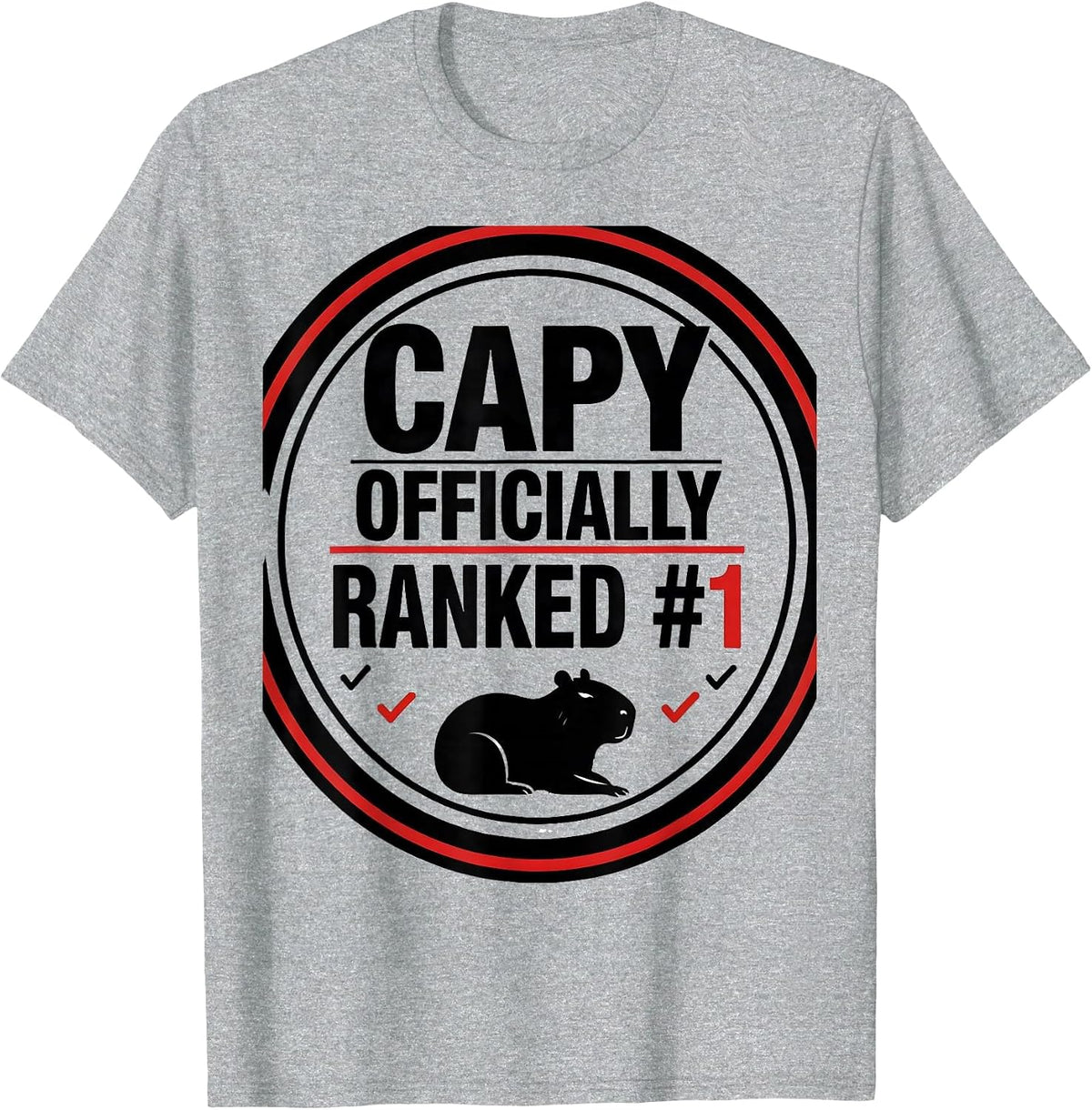 Men's Capy Officially Ranked #1 Funny Capybara Meme Animal Lover T-Shirt - Heather Grey