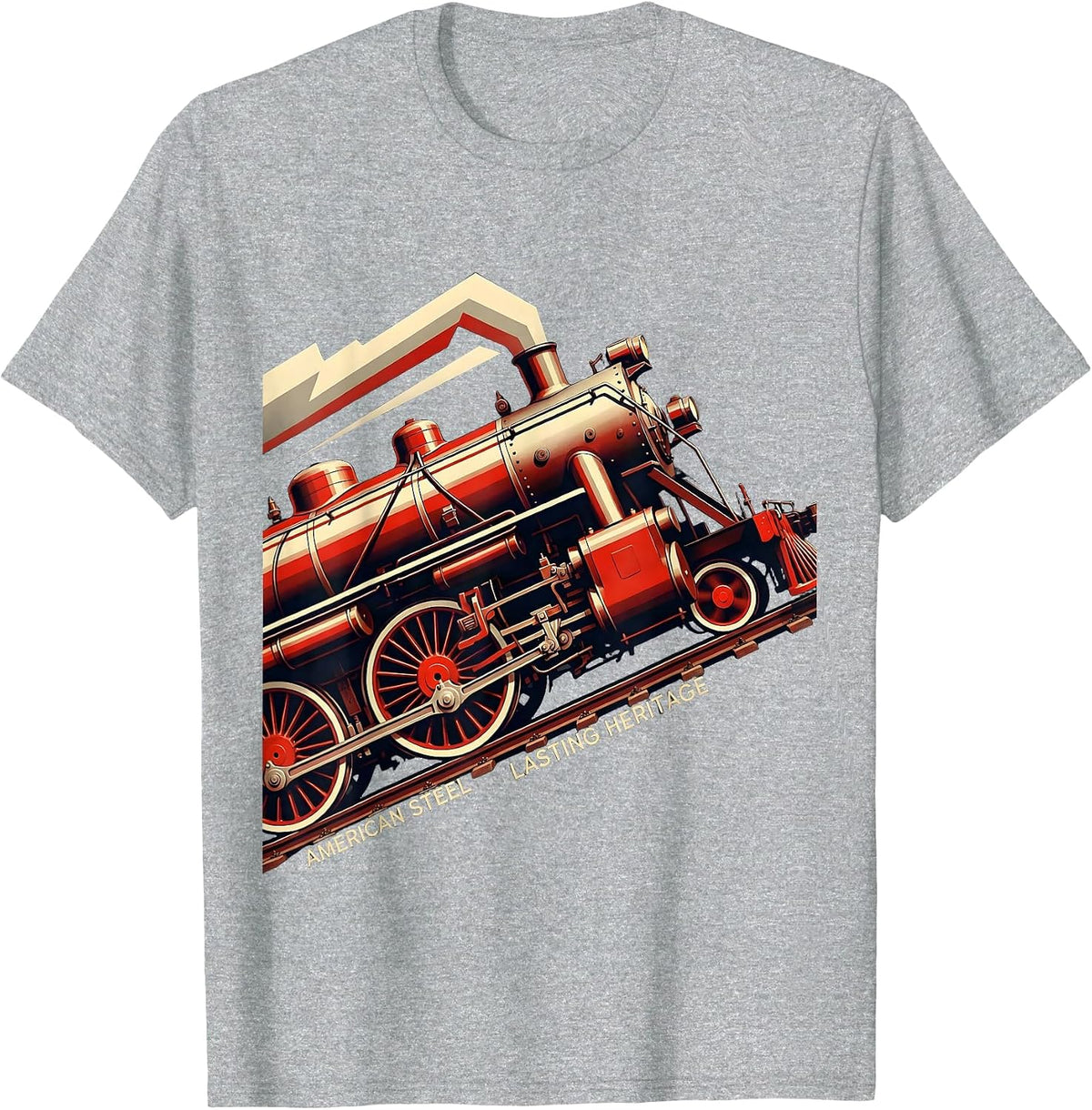 Men's American Steel Lasting Heritage Constructivist Poster Steam T-Shirt - Heather Grey