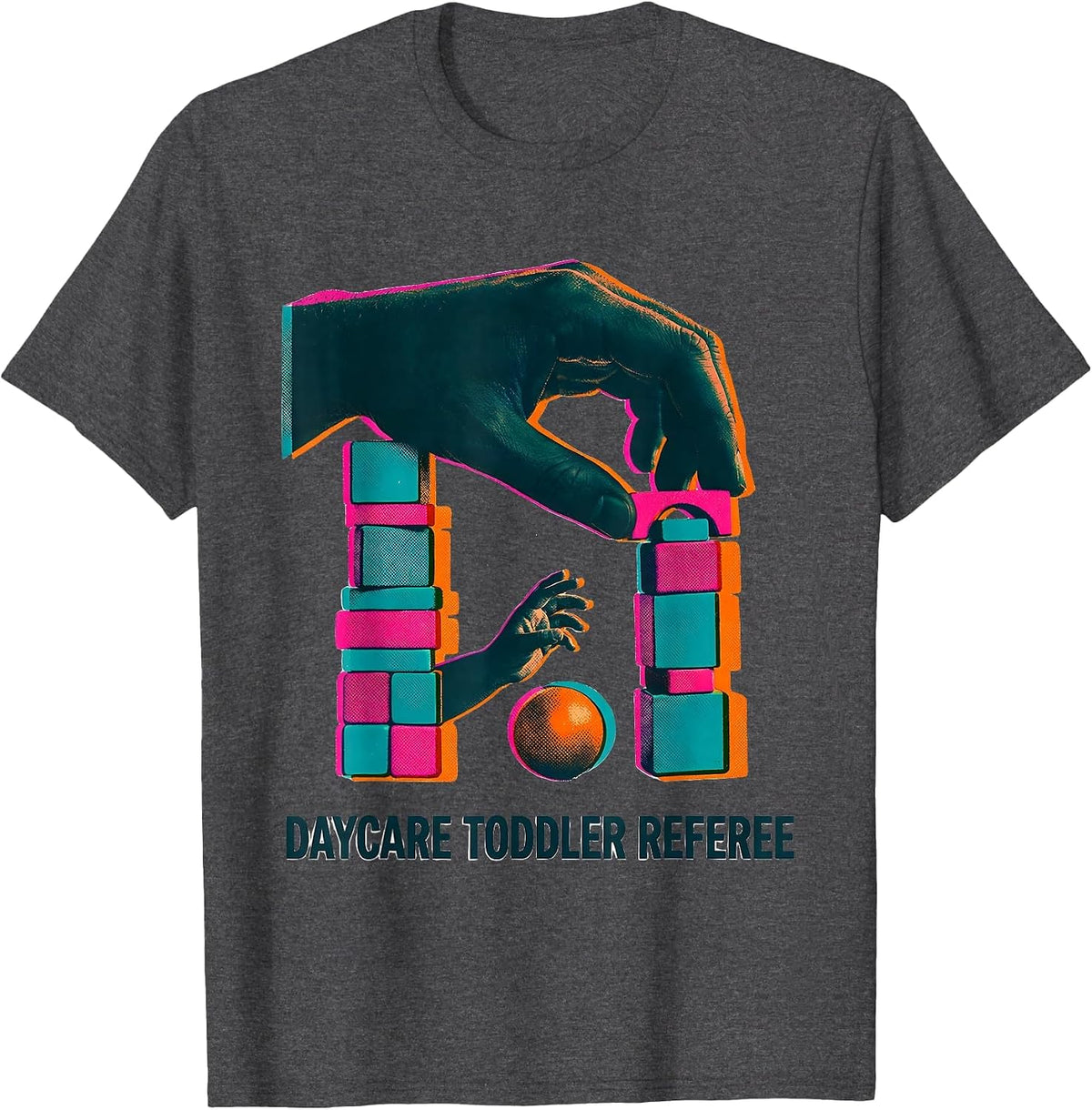 Daycare Toddler Referee Funny Childcare Provider Toddler T-Shirt - Dark Heather Grey