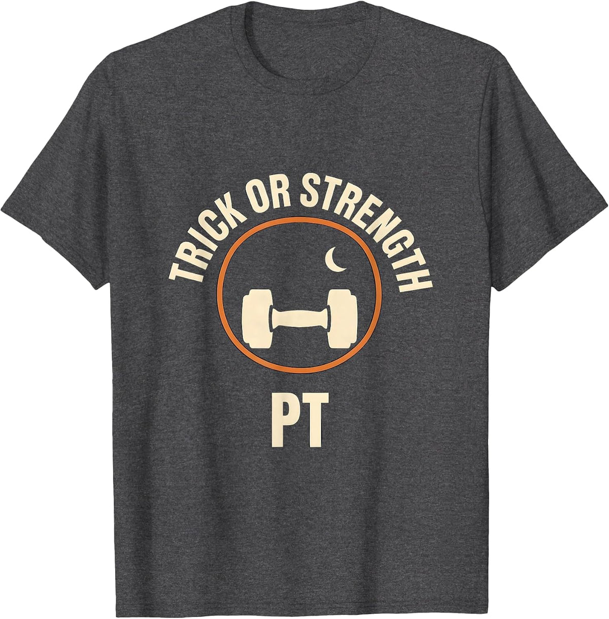 Men's Trick Or Strength PT Minimalist Physical Therapy Halloween T-Shirt - Dark Heather Grey