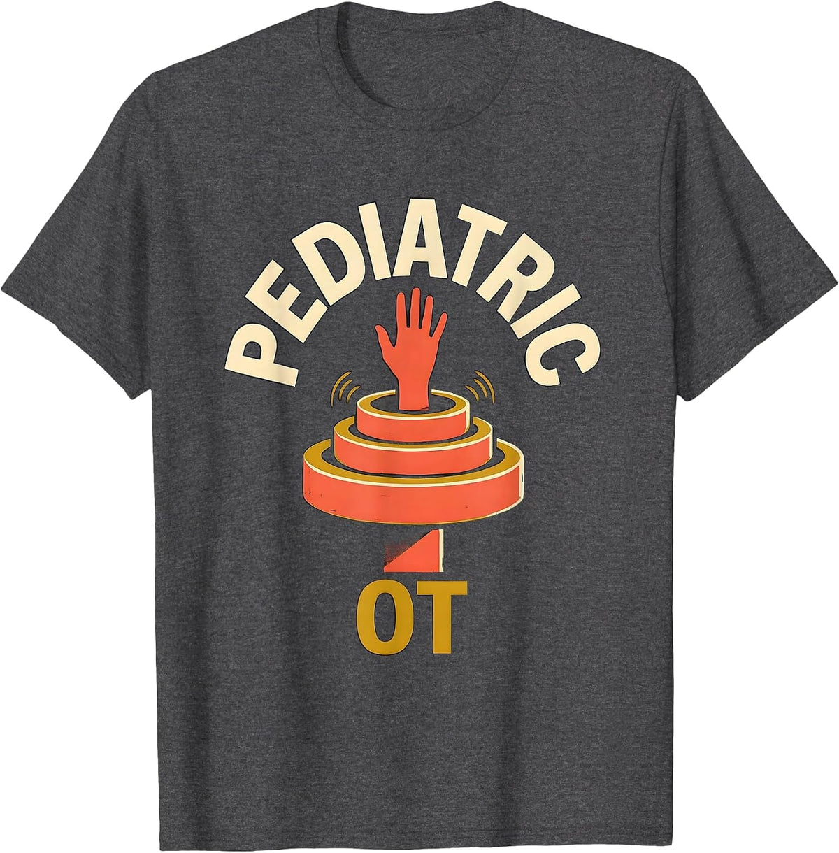 Pediatric OT Retro Screen Print Occupational Therapy T-Shirt - Dark Heather Grey