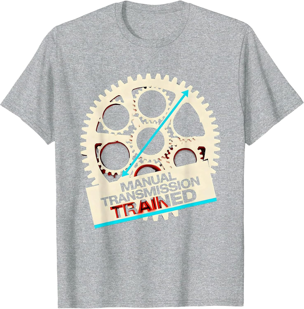 Men's Manual Transmission Trained New Wave Manual Car Gear Stick T-Shirt - Heather Grey