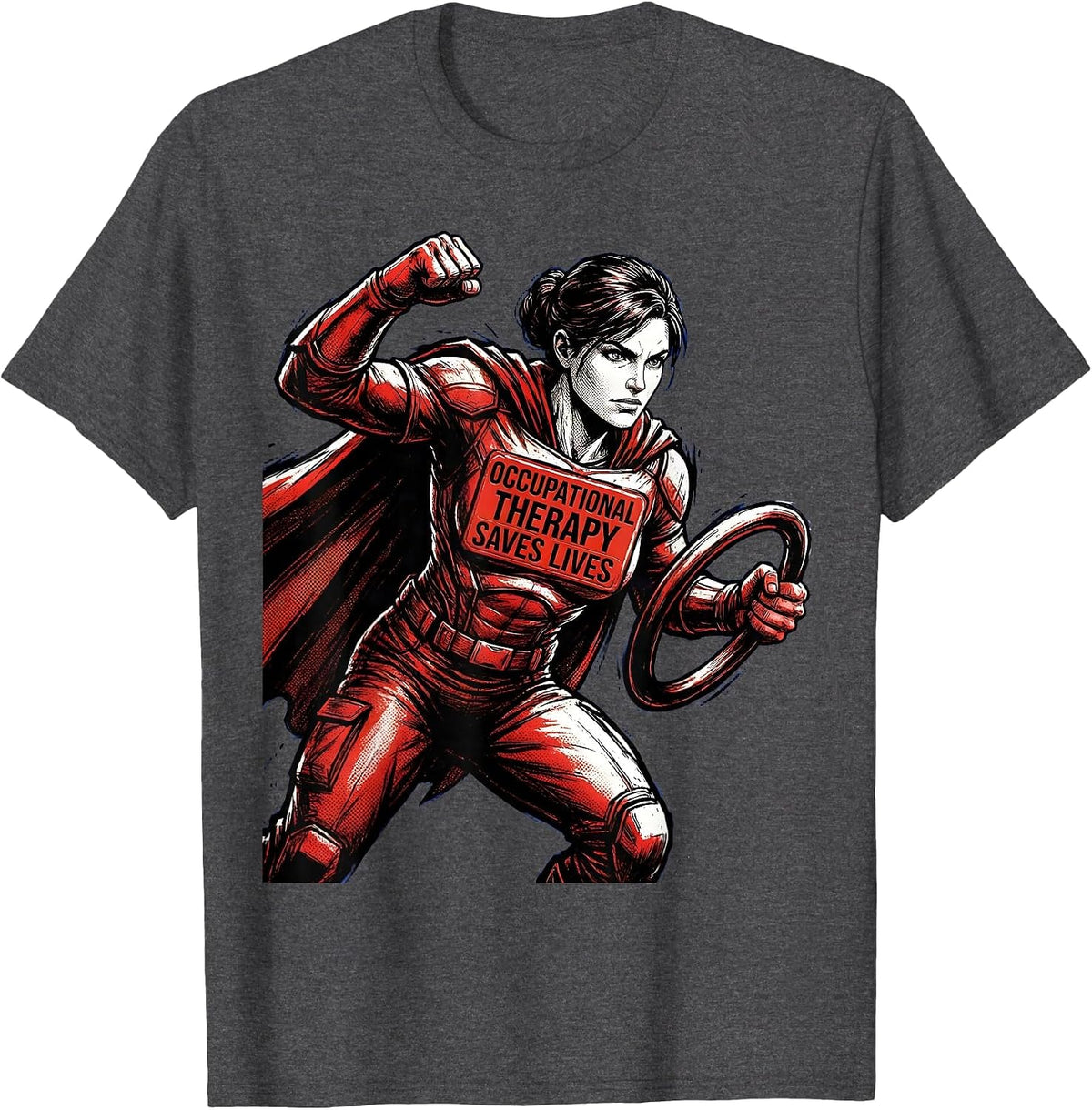 Men's Occupational Therapy Saves Lives Bold Design T-Shirt - Dark Heather Grey