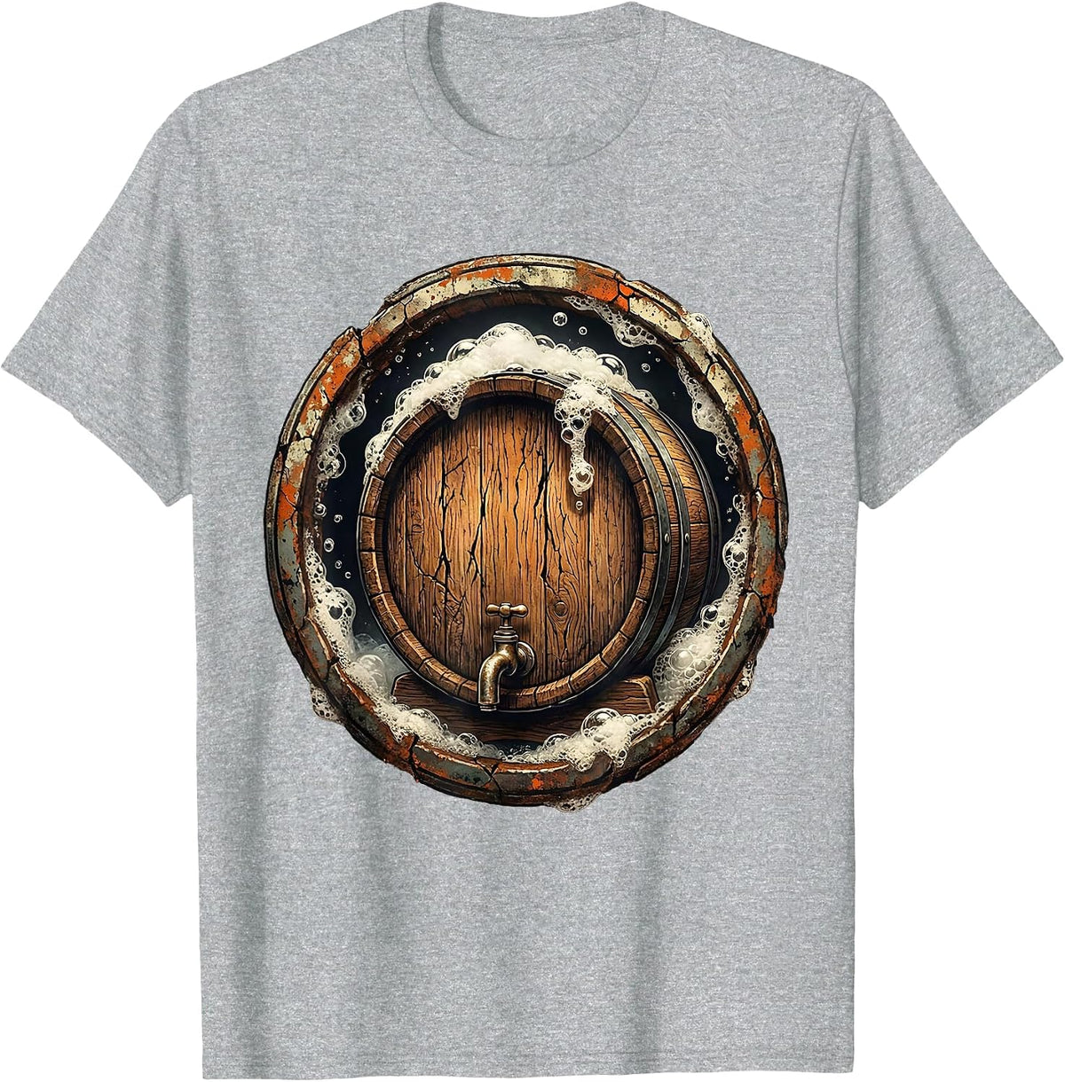 Men's Vintage Barrel Tap Prost Beer Illustration T-Shirt - Heather Grey