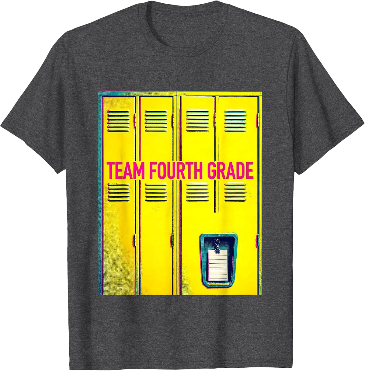 Men's Team Fourth Grade Risograph Back To School Student Teacher T-Shirt - Dark Heather Grey