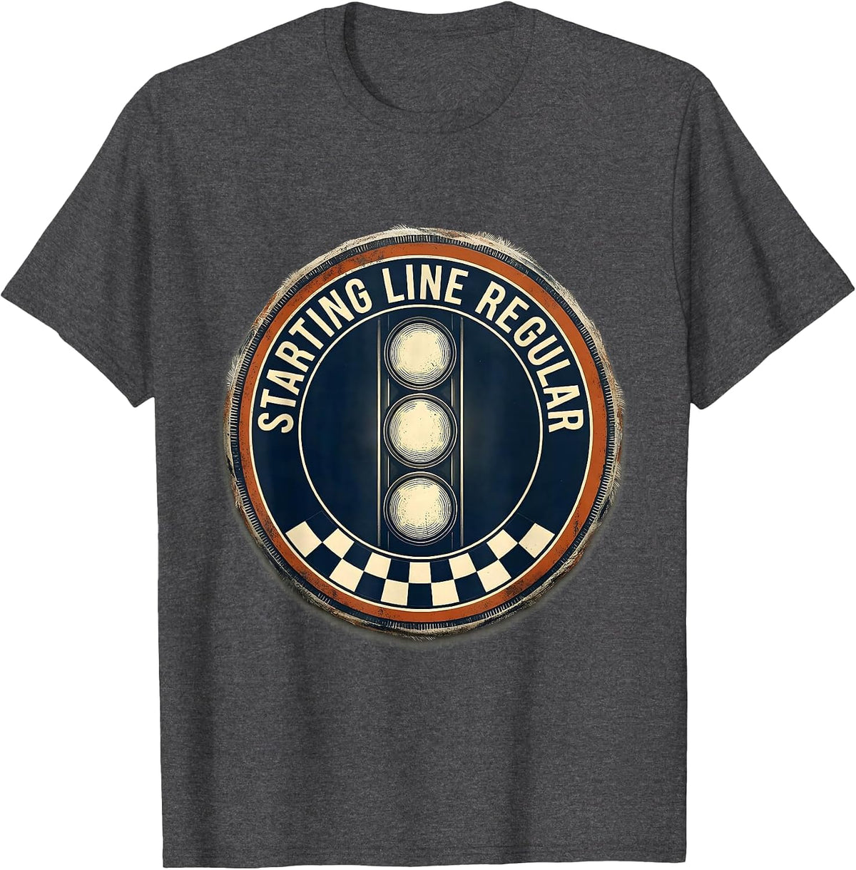Starting Line Regular Vintage Racing Fan American Flag T-Shirt - Dark Heather Grey