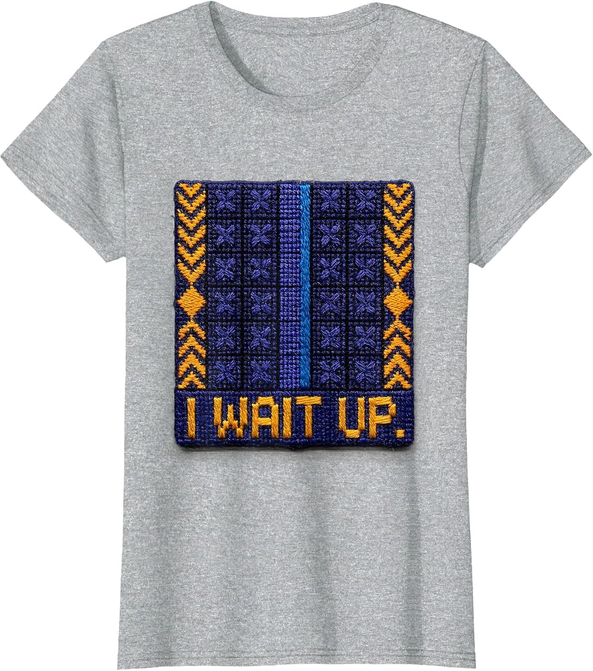 I Wait Up Thin Blue Line Police Support Retirement Tribute T-Shirt - Heather Grey