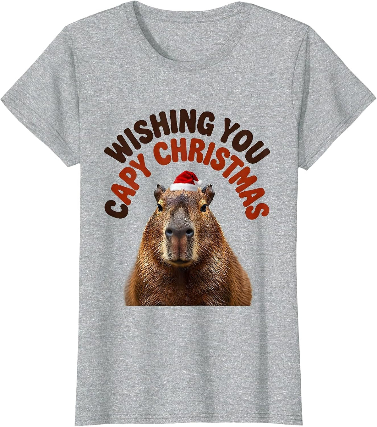 Wishing You Capy Christmas Funny Capybara Animal Lover Xmas T-Shirt - Heather Grey
