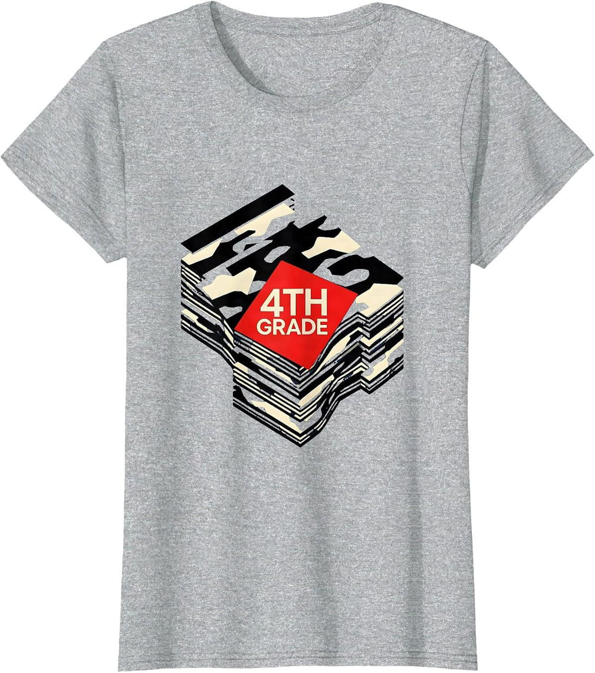 4th Grade Bauhaus Modernist Camo Back To School Boys T-Shirt - Heather Grey