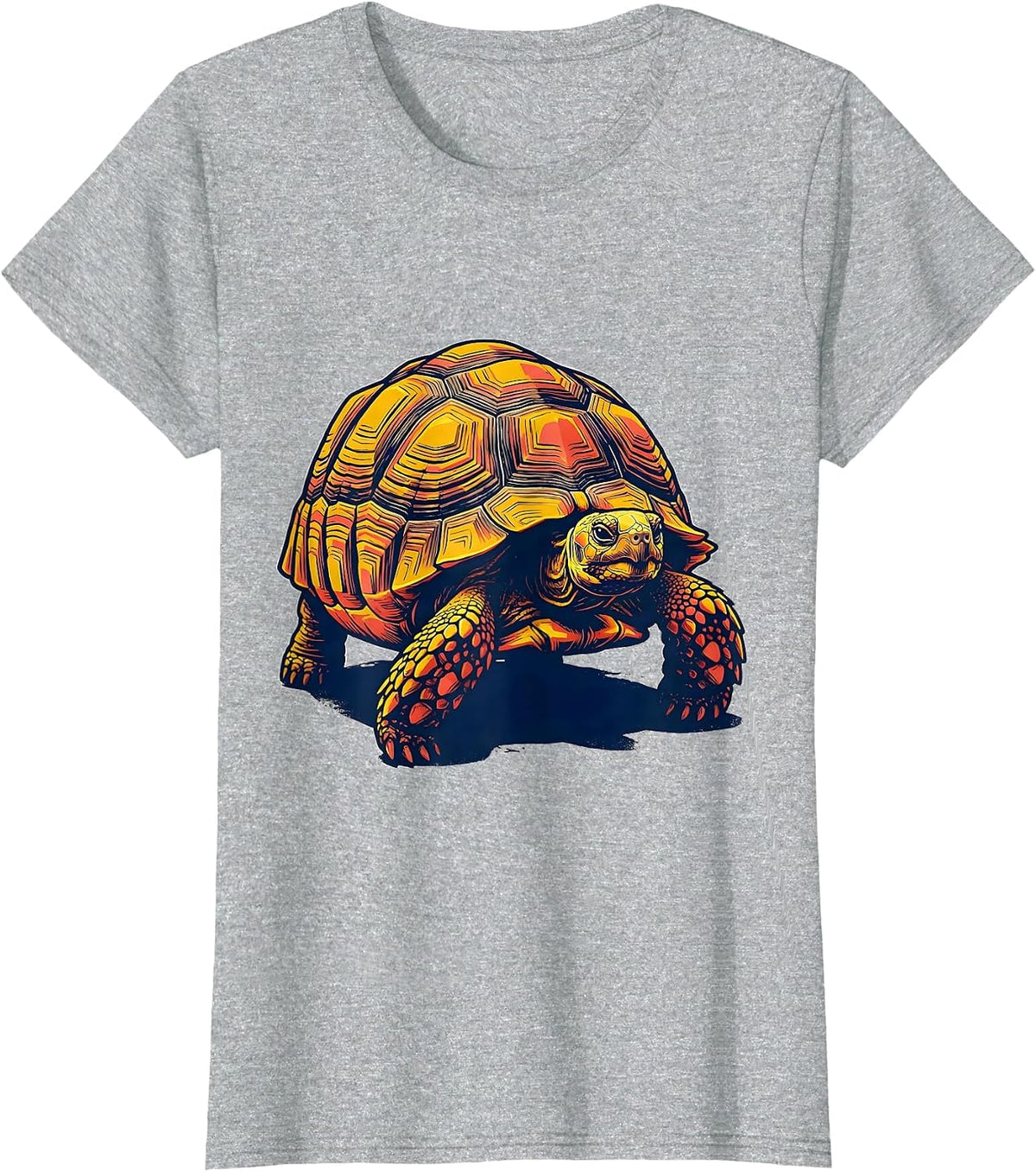 Tortoise Mid-Step Screenprint Poster Pet Lover Humor T-Shirt - Heather Grey