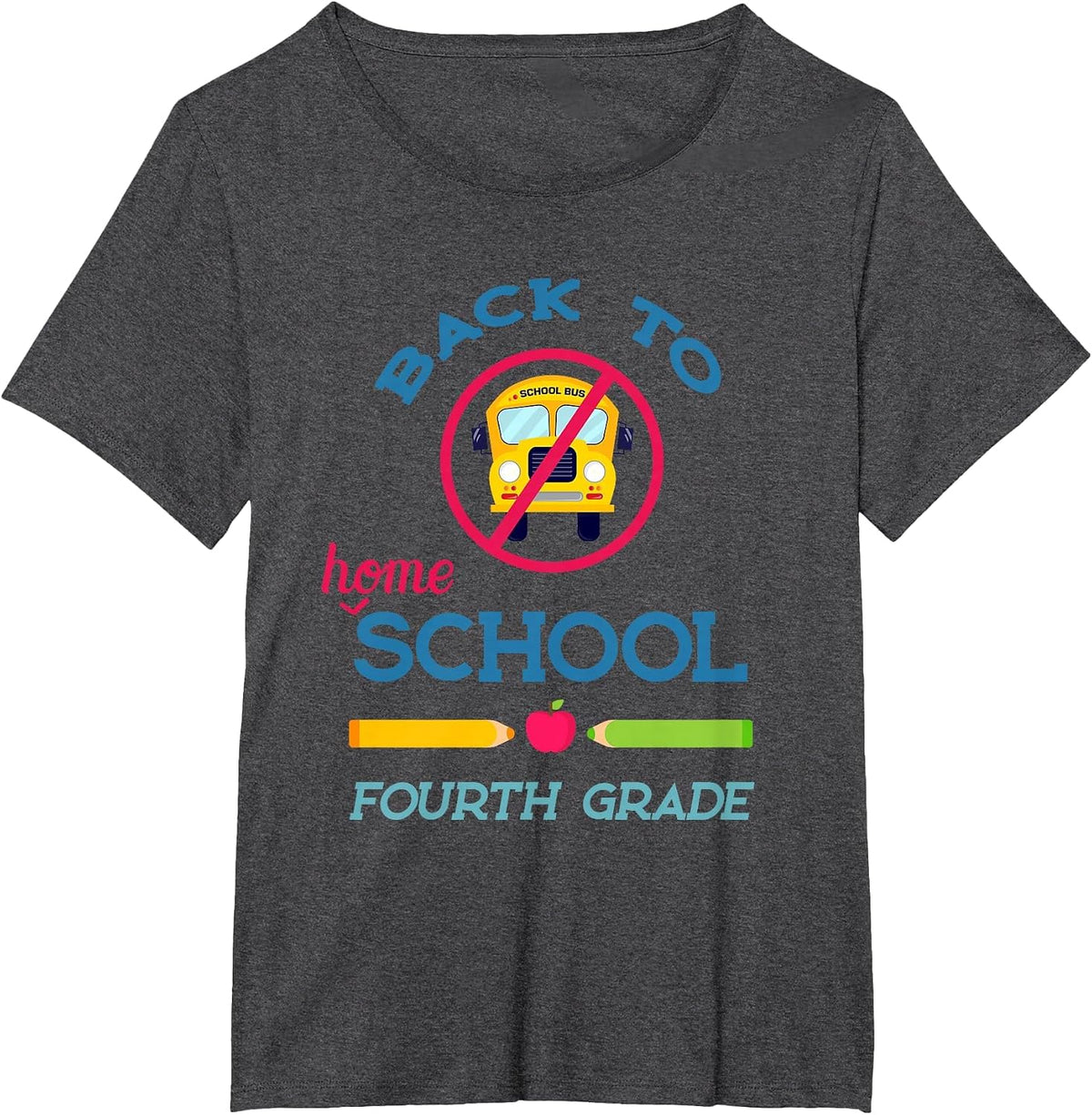 Back to Homeschool - Fourth 4th Grade School Kids Teacher T-Shirt - Dark Heather Grey