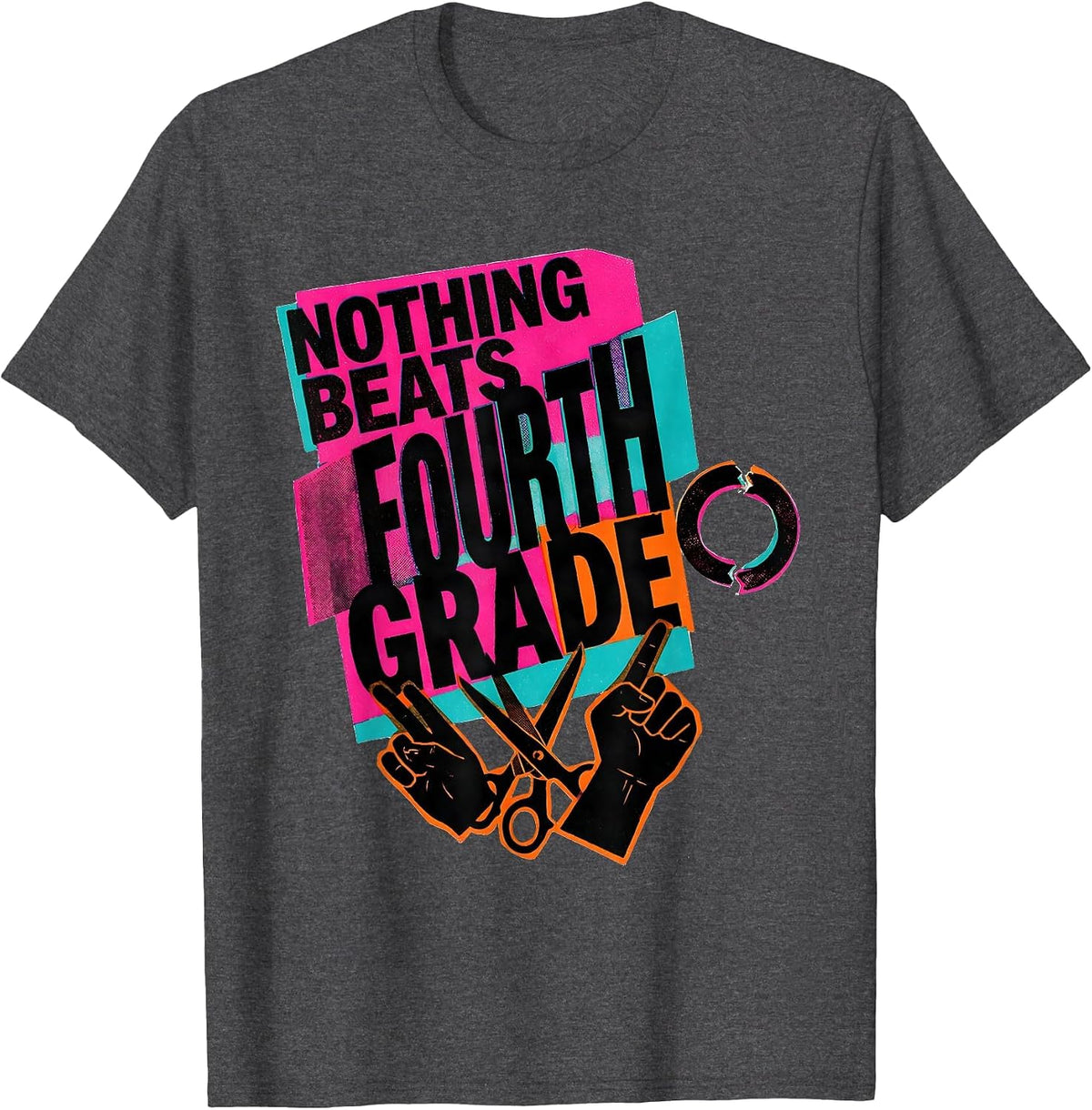 Nothing Beats Fourth Grade Funny Team Fourth Grade Back T-Shirt - Dark Heather Grey