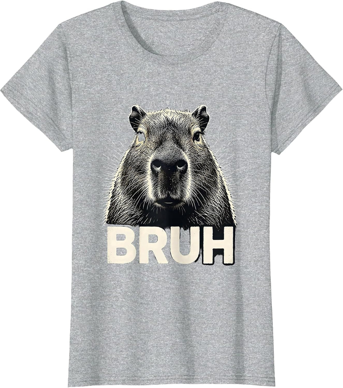 Bruh Funny Capybara Meme Animal Lover Humor T-Shirt - Heather Grey